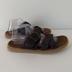 Born Caite Blue Suede Slip On Slide Sandals Leather Womens Size 11 EU 43 Casual